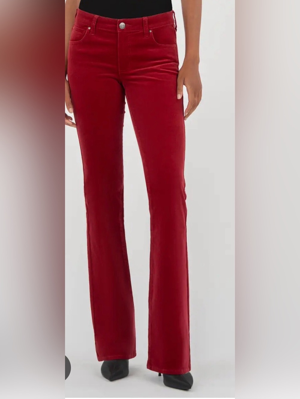 Kut from the Kloth Red Velvet High Rise Flare Jean Size 12